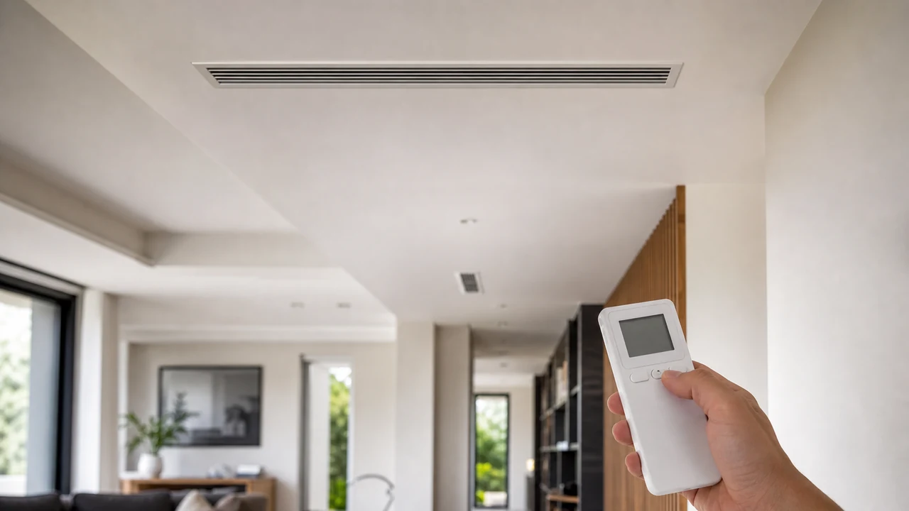 Bouches de soufflage discrètes au plafond avec commande de climatisation gainable