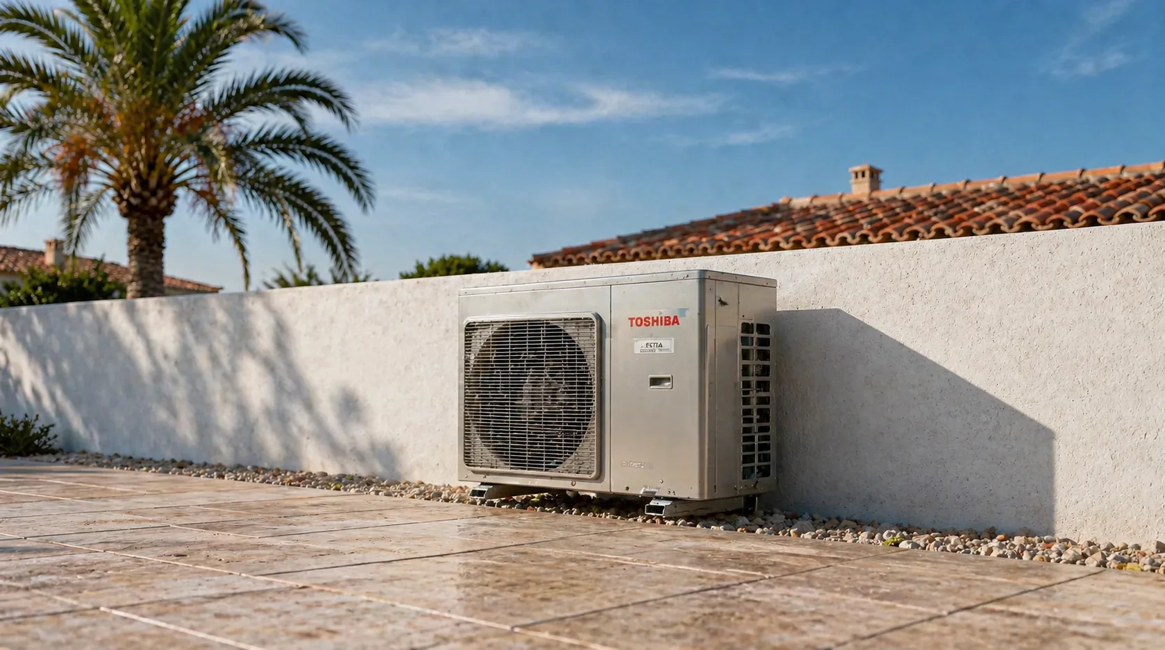 Maison méditerranéenne à Montpellier avec une pompe à chaleur installée discrètement